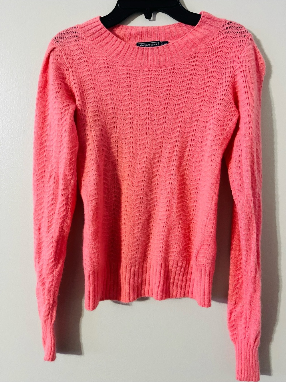 EUC Vineyard Vines Coral Pink 100% Cashmere Crewneck Sweater Sz XXS